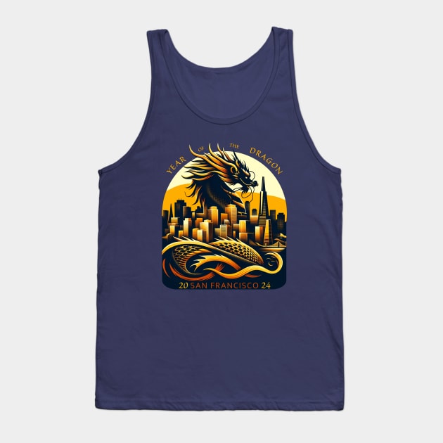 Majestic Dragon Over San Francisco - Year of the Dragon Art 2024 Tank Top by 2HivelysArt